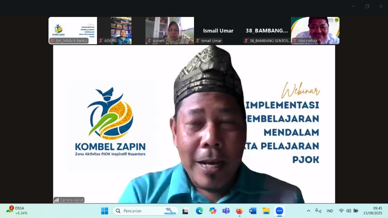 Guru PJOK MTsN 9 Bantul Ikuti Webinar Nasional Implementasi Pembelajaran Mendalam